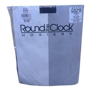 Vtg Round The Clock 1470 Ultra Sheer Control Top Pantyhose Average Black